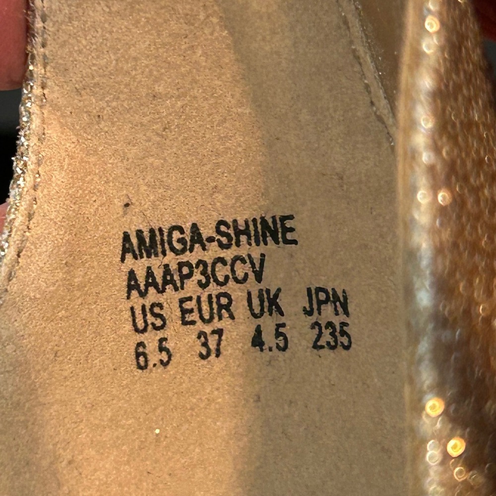 Dream Pairs Amiga-Shine Gold Glitter Rhinestone Ankle Strap Wedge Flats 6.5 - Picture 11 of 12